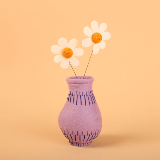 Cat Rabbit - Daisies In A Lavender Vase