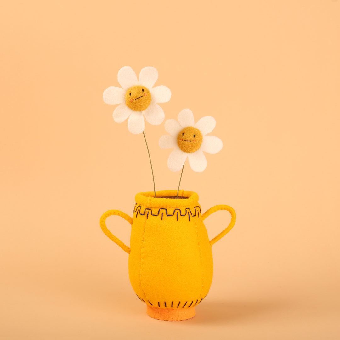 Cat Rabbit - Daisies In A Bright Yellow Vase