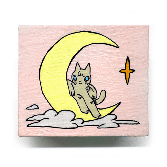 Deth Sun - Cat Sitting on Crescent Moon