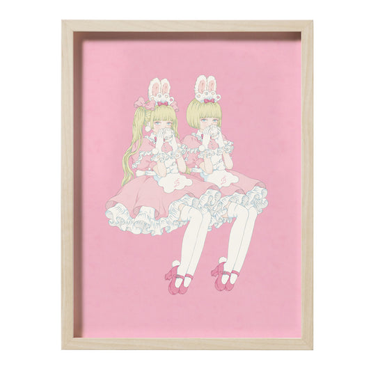 Kira Imai - Bunny Parlor Teatime (Framed) Print