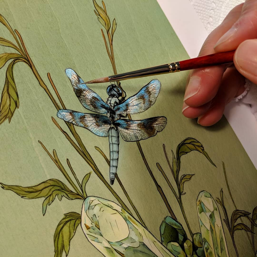 Nicole Gustafsson - Eight-Spotted Skimmer (hand-embellished) Print