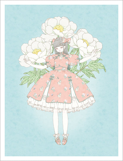 Kira Imai - Peony Dress (Apricot) Print