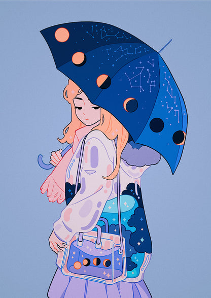 Meyoco - Moon Umbrella Print