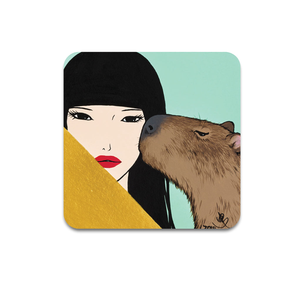 S3 Yumiko Kayukawa - Capybara Smooch Coaster