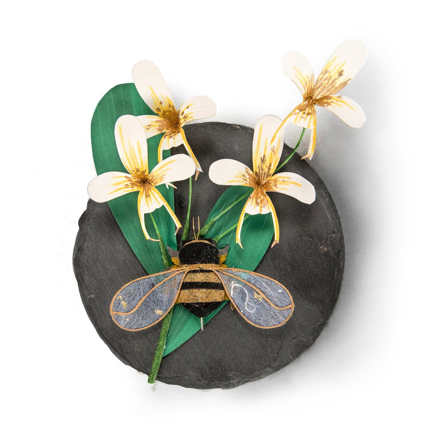 Austen Weitzel - Honeybee with Orchid on Slate