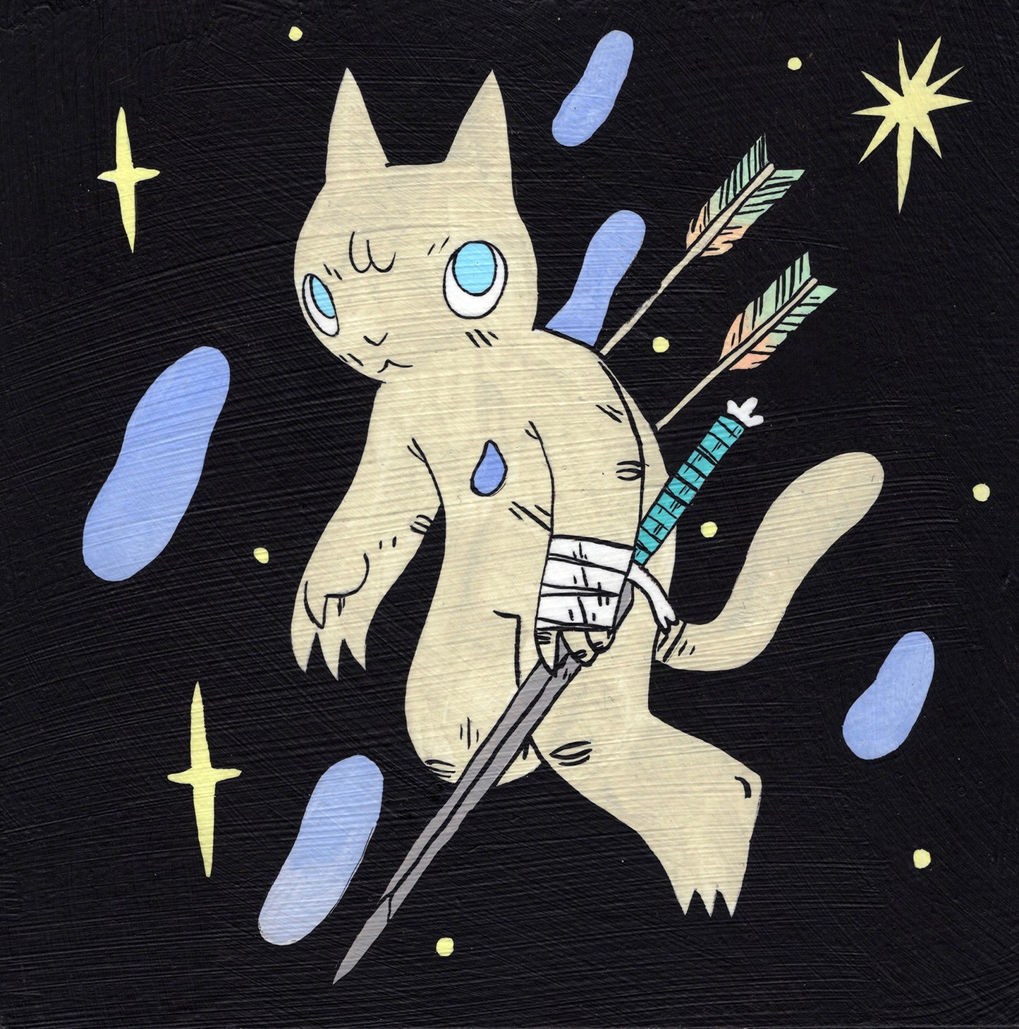 Deth P. Sun - Cat Floating with Arrows in Back