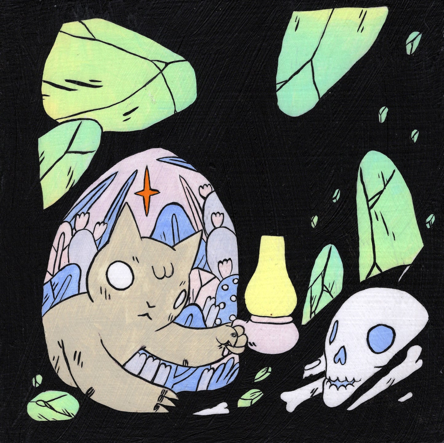 Deth P. Sun - Cat in Cave with Lantern