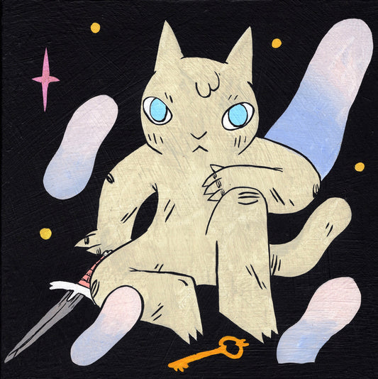 Deth P. Sun - Cat on Ground with Dagger and Key