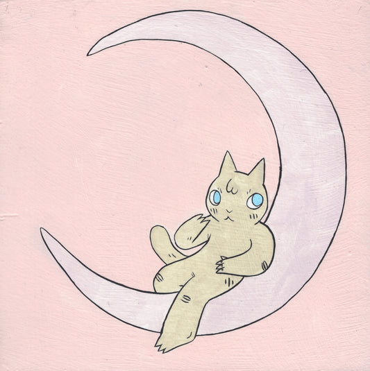 Deth P. Sun - Cat Sitting on Crescent Moon
