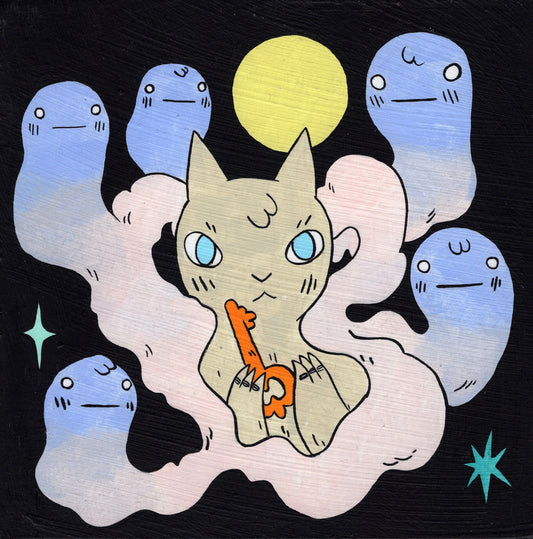 Deth P. Sun - Cat with 5 Ghosts and Key