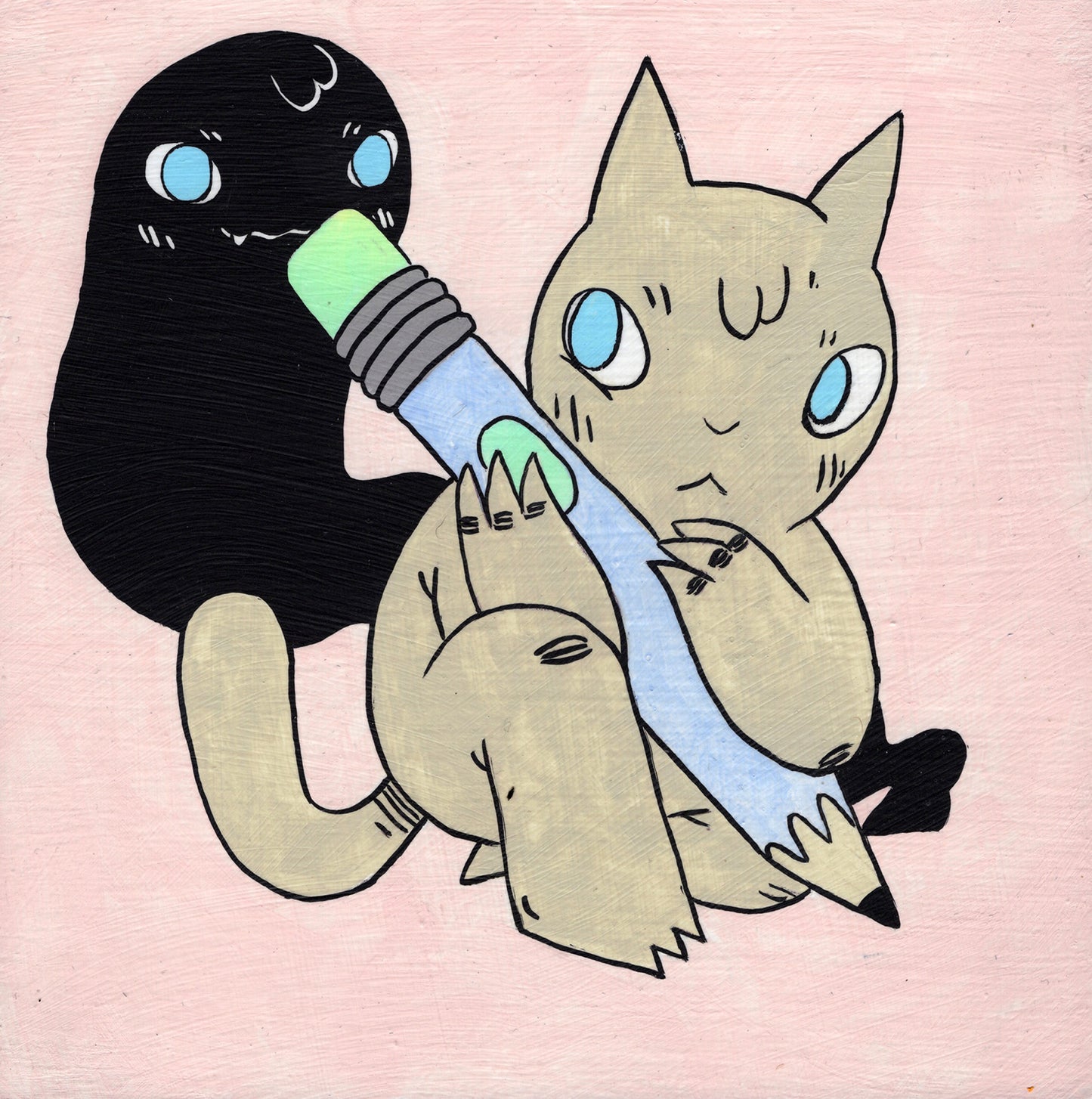 Deth P. Sun - Cat with Giant Pencil & Ghost