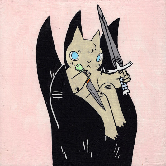 Deth P. Sun - Cat with Sword & Dagger Being Held by Giant Hand
