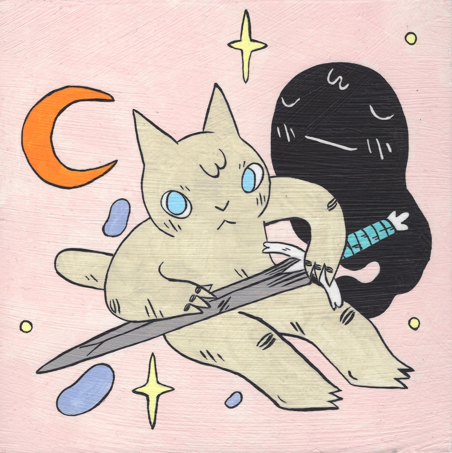 Deth P. Sun - Cat with Sword and Dark Ghost