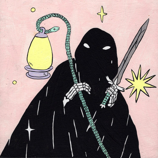 Deth P. Sun - Hooded Figure with Lantern and Sword